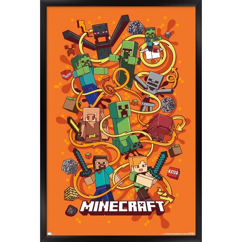 Trends International Minecraft - Creeper Boom Framed Wall Poster Prints  Black Framed Version 14.725 X 22.375 : Target