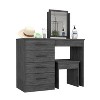 PAGED Vanity Desk Transitional Style Makeup Vanity with Fold Down Mirror and Hair Dryer Holster for Bedroom, Locker Room - 2 of 4