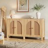 ORRD Rattan Sideboard Buffet Cabinet with 4 Doors, 59" Farmhouse Storage Console with Adjustable Shelves for Dining & Living Room - 4 of 4