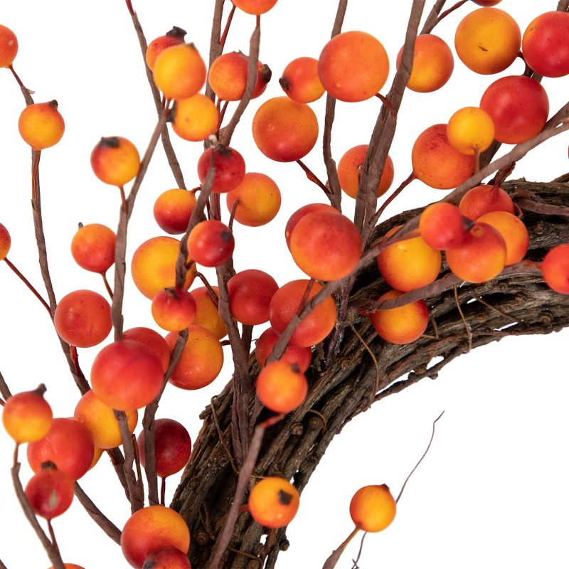 Northlight Orange Berries and Twig Artificial Fall Harvest Wreath 14- Inch, Unlit, 5 of 8