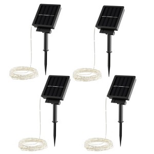Solar Outdoor String Lights 4-Pack LED Hanging Fairy Lighting with 8 Warm White Light Modes for Patio, Backyard, Garden, Events by Pure Garden - 1 of 4