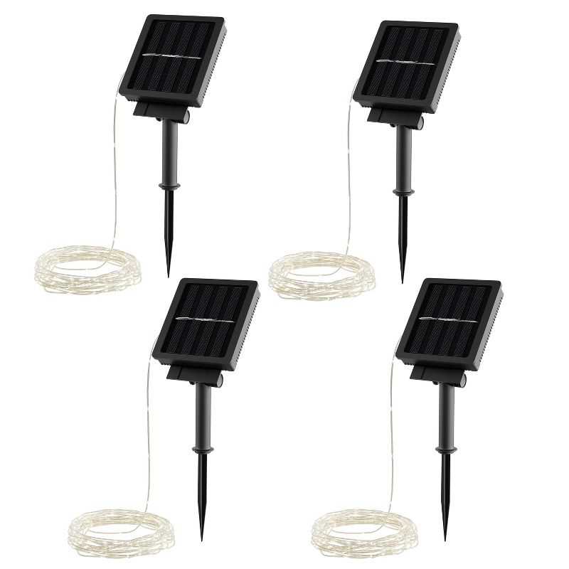 Solar Outdoor String Lights 4-Pack LED Hanging Fairy Lighting with 8 Warm White Light Modes for Patio, Backyard, Garden, Events by Pure Garden, 4 of 5