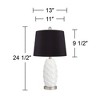 360 Lighting Modern Coastal Table Lamps 24 1/2" High Set of 2 White Ceramic LED Black Faux Silk Drum Shade for Bedroom Living Room House Home Bedside - 4 of 4
