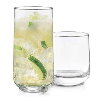 Le'raze Set Of 6 Ribbed Can Shaped Glass Cups With Glass Straws - 16oz Can Glass  Drinking Glasses. : Target