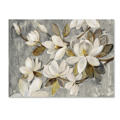 Silvia Vassileva Magnolia Simplicity Gray and White Canvas Art