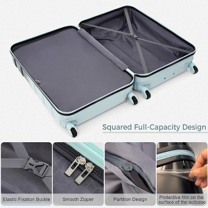 Vynxaria Blue Black ABS 3-Piece Hardshell Luggage Set 20/24/28" Spinner Wheels TSA Lock - 1 of 4