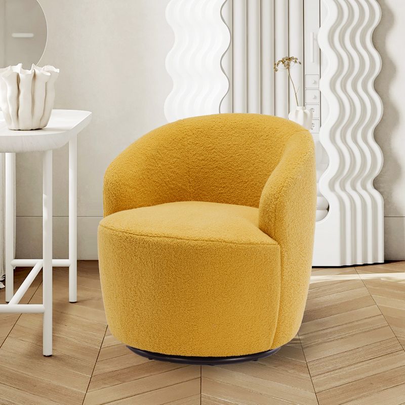 360° Swivel 25.60'' Wide Soft Touch Modern Teddy Tiny Upholstered Barrel Varity Chairs -The Pop Maison, 1 of 7