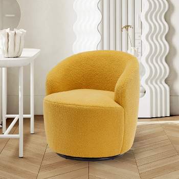 360° Swivel 25.60'' Wide Soft Touch Modern Teddy Tiny Upholstered Barrel Varity Chairs -The Pop Maison