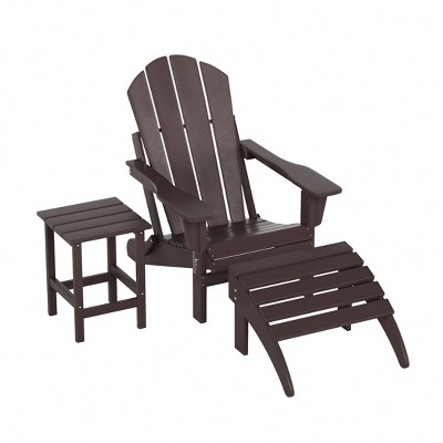 WestinTrends Malibu HDPE Outdoor Patio Folding Poly Adirondack Chair with Ottoman and Side Table (3-Piece)
