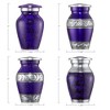 Reminded Small Cremation Keepsake Urns for Human Ashes, Set of 4 Silver Miniature Urns with Velvet Case and Bags - 3 of 4