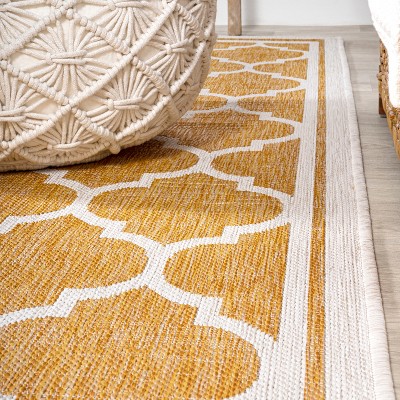 Trebol Moroccan Trellis Yellow/Cream 5' Square Synthetic Area Rug