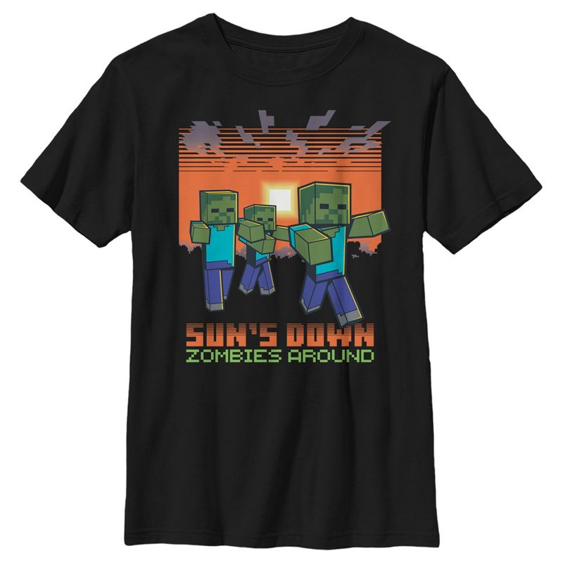 Boy's Minecraft Sun's Down Zombies Around T-Shirt, 1 of 6