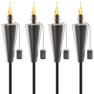 Sorbus 5 ft Set of 4 Outdoor Torches - Patio Garden & Yard Lights - Oil Lamp for Citronella - Fiberglass Wick & Snuffer Cap - (Cone) - 1 of 4