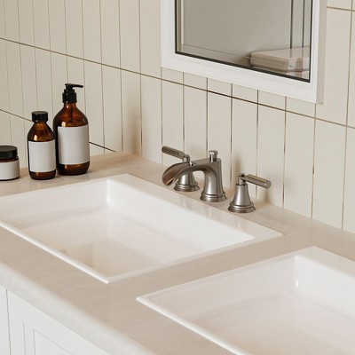 Brushed Nickel 8 in. Widespread Double-Handle Waterfall Bathroom Faucet