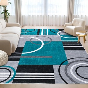 Washable Area Rug Modern Geometric Accent Rug, Non-Slip Contemporary Floor Mat - 1 of 4