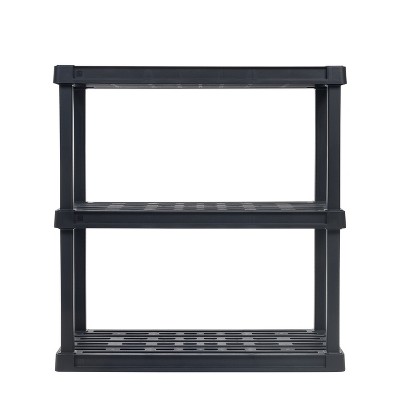 Black Heavy Duty 3-Tier Plastic Storage Shelving Unit