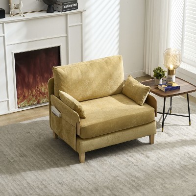 PAGED Convertible 3-in-1 Accent Lounge Chair Bed with Side Pockets & 3 Pillows,Upholstered Sleeper Chair Sofa for Living Room,Study