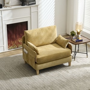 PAGED Convertible 3-in-1 Accent Lounge Chair Bed with Side Pockets & 3 Pillows,Upholstered Sleeper Chair Sofa for Living Room,Study - 1 of 4
