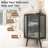 QingMoon Corner Cabinet, Floor Storage Cabinet, Narrow Organizer with Fluted Glass Door and Shelves for Bathroom and Laundry Room - 3 of 4