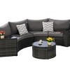 Outdoor Sofa Set, Sectional Half-Moon Sofa, PE Wicker Sofa With Cushions, Sofa Set with Tempered Glass Round Coffee Table-Coolbibila - 3 of 4