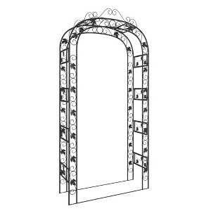 vidaXL Garden Arch/Pergola/Arbor - Black - 45.7"x17.7"x94.5" Powder-Coated Steel for Climbing Plants/Path Decoration - 1 of 4