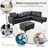 3-Piece L-Shaped Combination Sofa Set, Ginger Semi Pu Synthetic Leather Sofa - 3 of 4