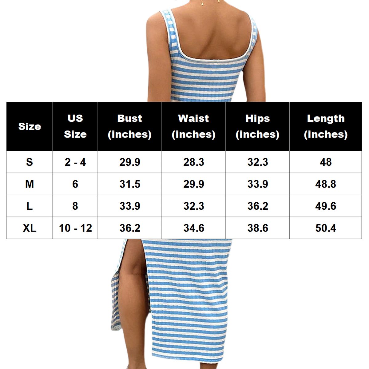 Garvee Maternity Dress Striped Ribbed Knit Tank Midi Sun Dress Side Slit Bodycon Pregnancy Clothes Comfortable Summer Outfits Stretchy - thumbnail 6