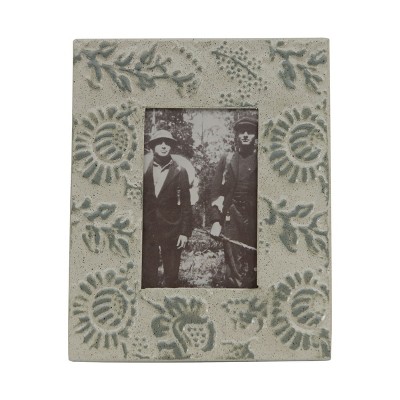 Antiqued White Floral Pattern 4x6 Inch Metal Decorative Picture Frame - Foreside Home & Garden