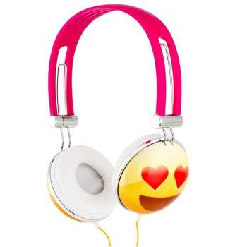Nerd Block Emoji Overhead Stereo Headphones, Heart Eyes