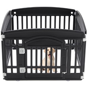 AZL1 Life Concept Pet Crates and Houses 4 Panel Dog Playpen Indoor, Outdoor Pet Fence Ideal for Small to Medium Dogs, Black, 35.6"*35"*23.6" - 1 of 4