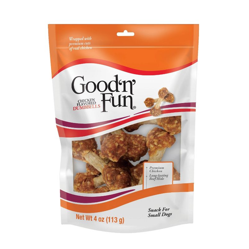 Good &#39;n&#39; Fun Dumbbell Chicken and Beef Rawhide Dog Treats - 4oz, 1 of 7