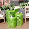Naysaye Patio End Tables Set of 3 Round Metal Mesh Design End Tables for Patio Deck Garden Poolside, Green, 14.5"*14.5"*19.25" - 2 of 4