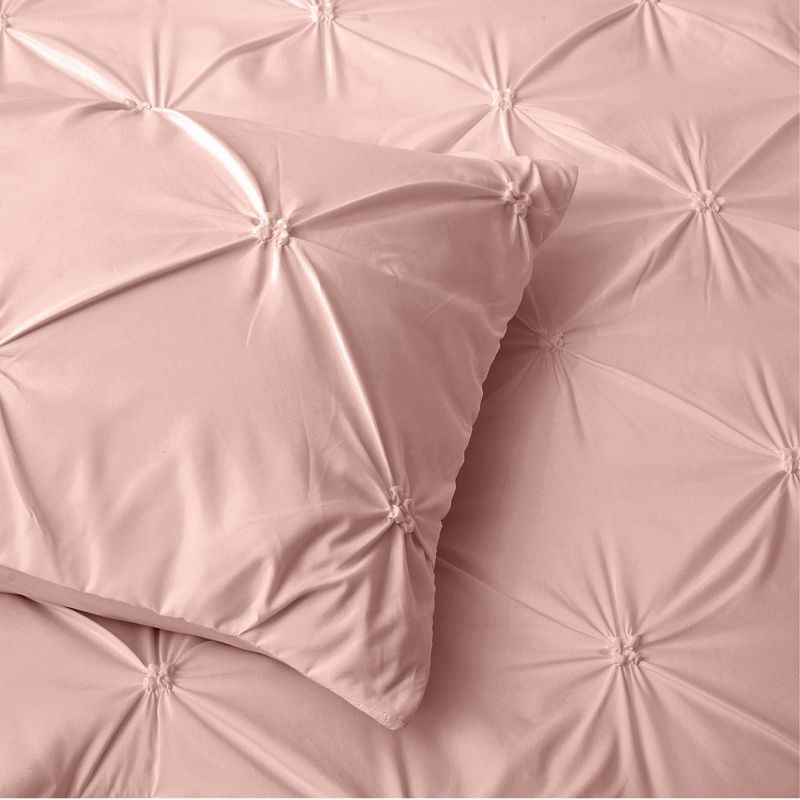 Peace Nest Pintuck Comforter Set, Bedding Set for All Season, Comforter and Pillowcases Set, Pink, 4 of 7