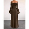 Coolmee Women's Bodycon Dress Off Shoulder Long Sleeve Dresse Mesh Twist Ruched Wedding Guest Formal Party Fall Maxi Dresses - 4 of 4