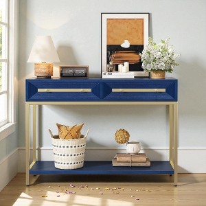 Mshliw 45.5'' Console Table with Storage Drawers, Entryway Table with Geometric Front, Retro Hallway Table with Shelf for Living Room - 1 of 4