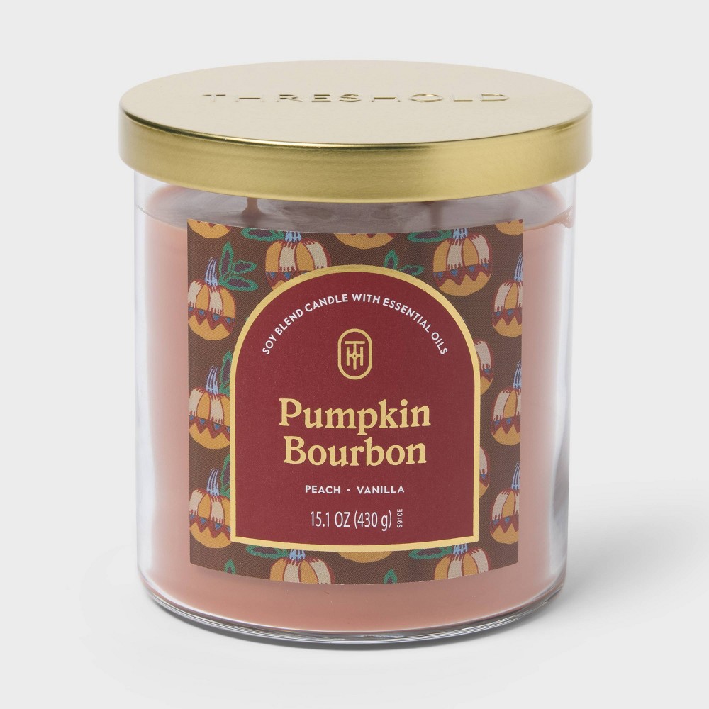 2 Wick 15.1oz Lidded Jar Candle Pumpkin Bourbon - Threshold™