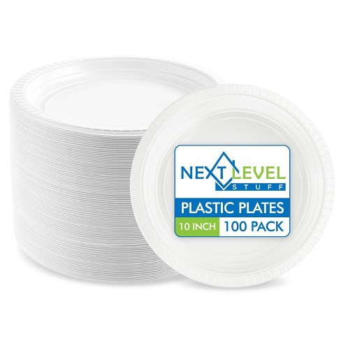 Next Level Stuff Disposable Plastic Plates - Durable and Microwavable Dinnerware for Weddings, Parties, and Everyday Use - image 1 of 4