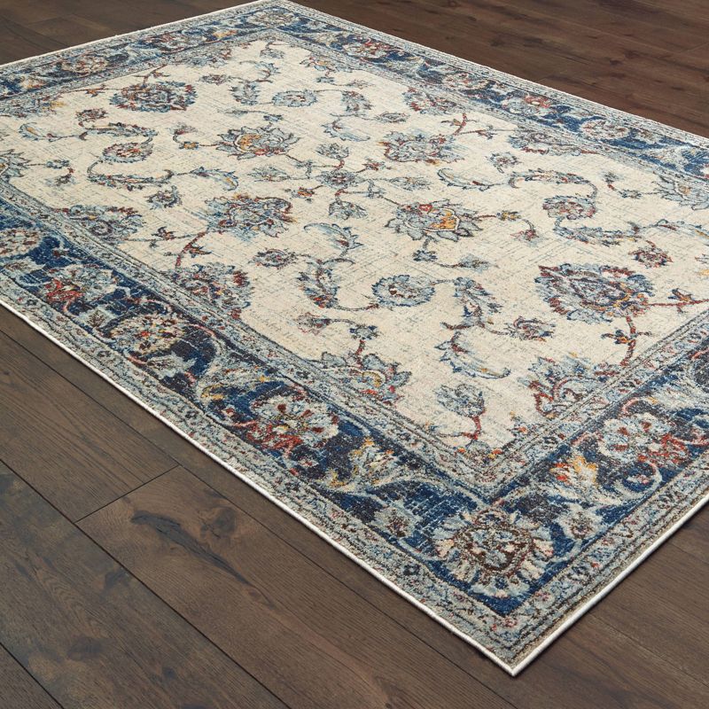 Paxton Bordered Traditional Area Rug Ivory/Blue - Captiv8e Designs, 4 of 6