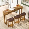 DSVIMOY Counter and Bar Stool Set Solid Wood Breakfast Table with Padded Stools for Dining Area, Beige, 63"*21.26"*10.93" - 2 of 4