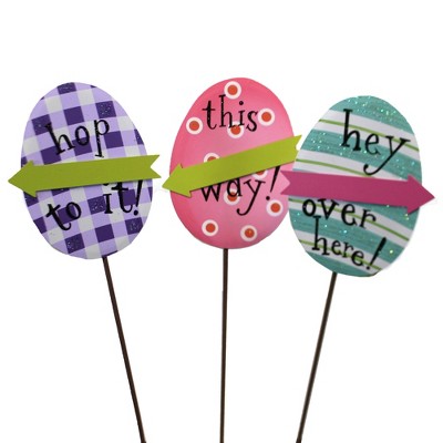 Easter 25.5" Gallery This Way Eggs Garden Stake  -  Decorative Garden Stakes