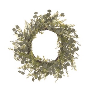 Transpac Artificial 22 in. Green Spring Eucalyptus Greens Wreath - 1 of 2