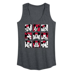 Women's Disney Minnie Grid Graphic Racerback Tank - Heather Charcoal - X-Large - 1 of 4