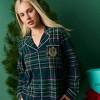 Womens Green Tartan Plaid Women's Flannelette Luxe Pajama Set - Posh Peanut - 3 of 4