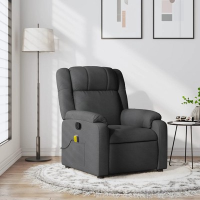 vidaXL Dark Gray Fabric Massage Recliner Chair - Adjustable Lounge Seat With Vibration Massage, Side Pocket, And Sturdy Frame For Home Comfort