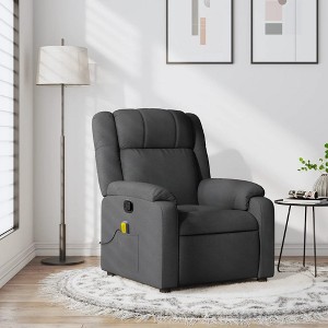 vidaXL Dark Gray Fabric Massage Recliner Chair - Adjustable Lounge Seat With Vibration Massage, Side Pocket, And Sturdy Frame For Home Comfort - 1 of 4