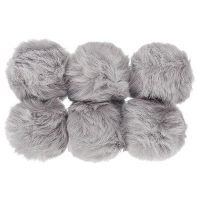 Unique Bargains Fluffy Soft Elastic Faux Fur Pom Poms for Hats Scarves Gloves 6 Pcs