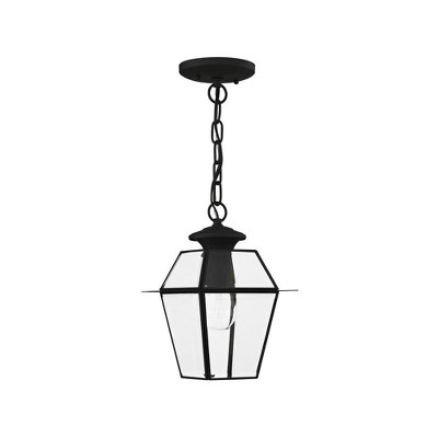 Charleston Romance 1-Light Black Brass Pendant with Clear Beveled Glass