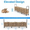 UNHO 8/12FT Heavy Duty Firewood Rack Metal Iron Long Storage Log Stand  Holder for Indoor Outdoor Backyard - 4 of 4