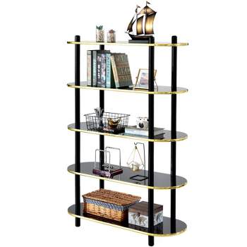 Fabulaxe 5 Tier Open Bookshelf, Contemporary Classic Modern Style Free Standing Display Rack Unit for Collections,59" Height Etagere Bookcase
