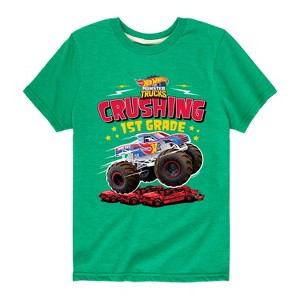 Boys' - Hot Wheels - Monster Trucks Crushing 1st Grade Short Sleeve Graphic T-Shirt - 1 of 4